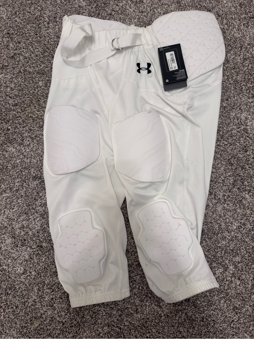 Under Armour White Football Padded Girdle with Black Logo